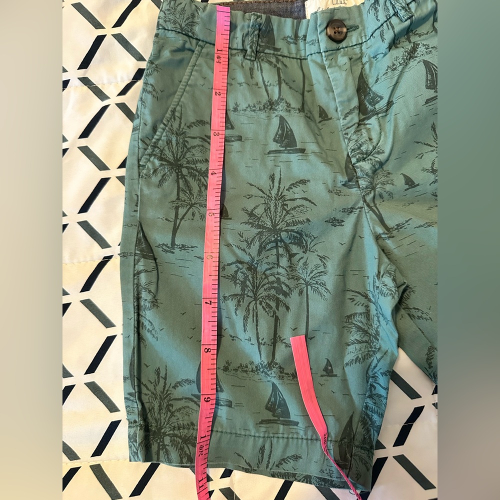 Green Patterned Pants with Pink Drawstring